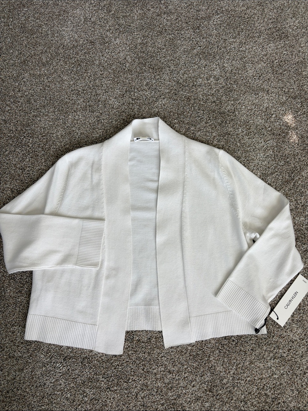 Calvin Klein Women's White Open-Front Cardigan short length size XL